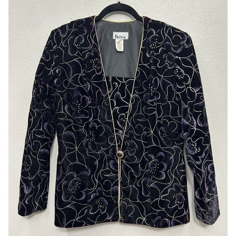 Patra Velvet Lurex Floral Jimi Hendrix Style Jacket Size 8/medium Made in USA